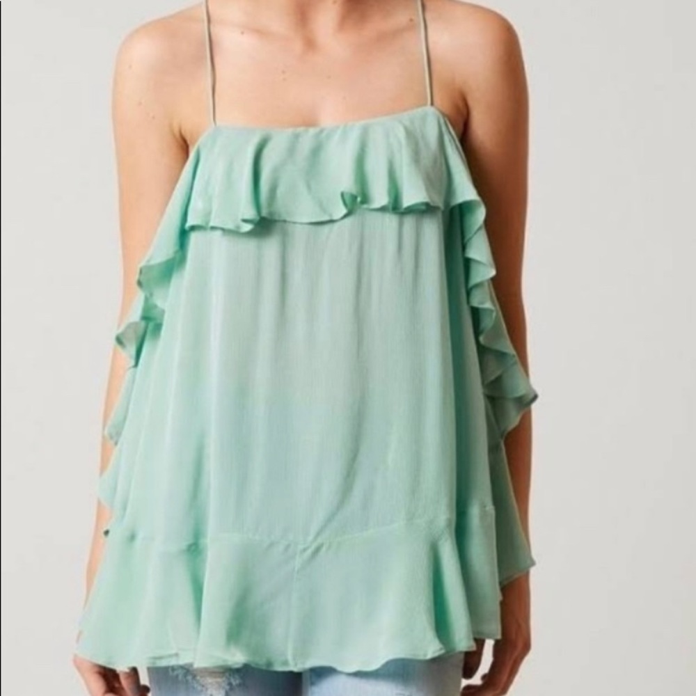 Intimately Free People Teal Ruffle Top